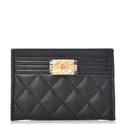 Chanel Caviar Quilted Boy Card Holder Black 1 of 9