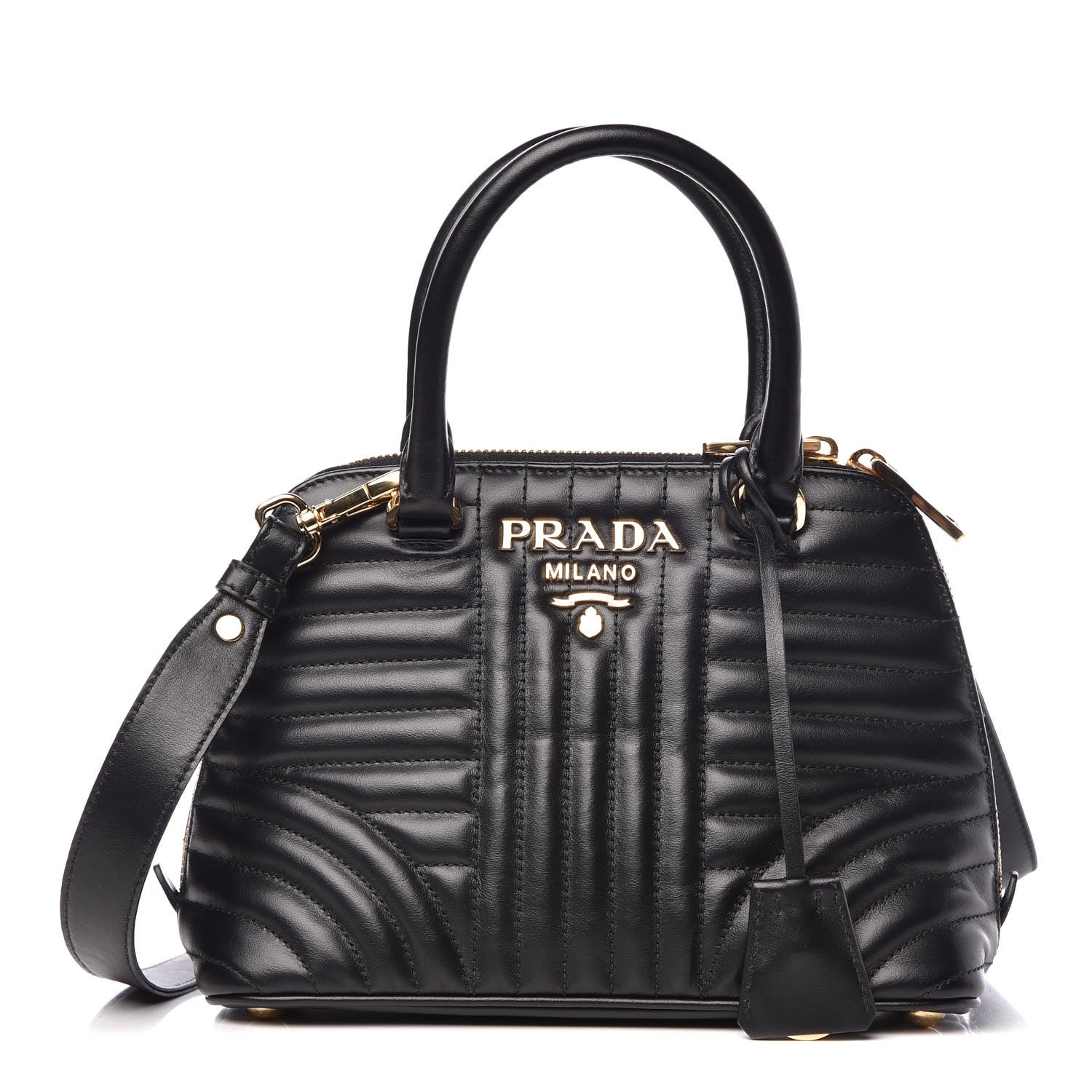 Prada Soft Calfskin Impunture Diagramme Promenade Tote Black 1 of 8