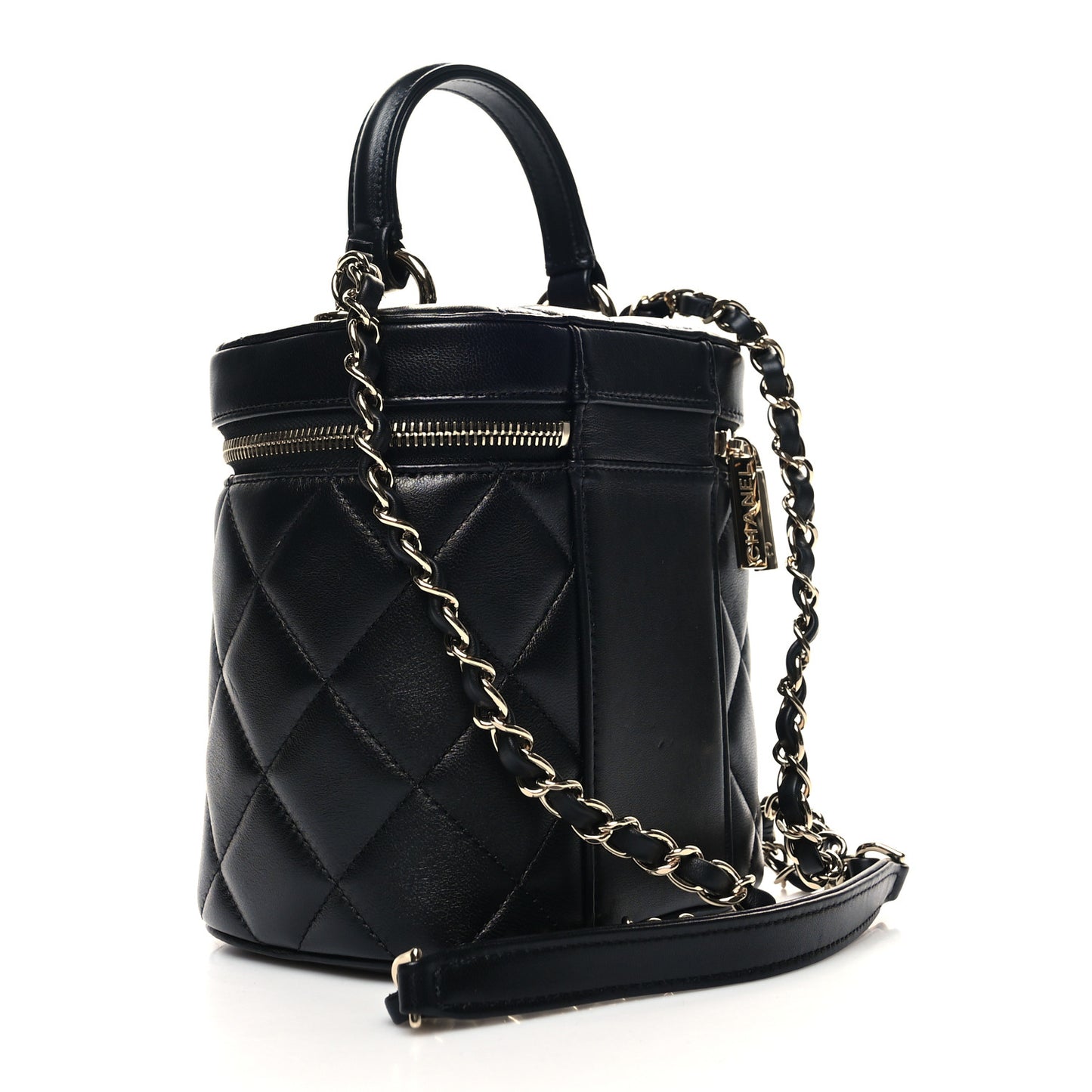 Lambskin Quilted Trendy Vanity Case Black