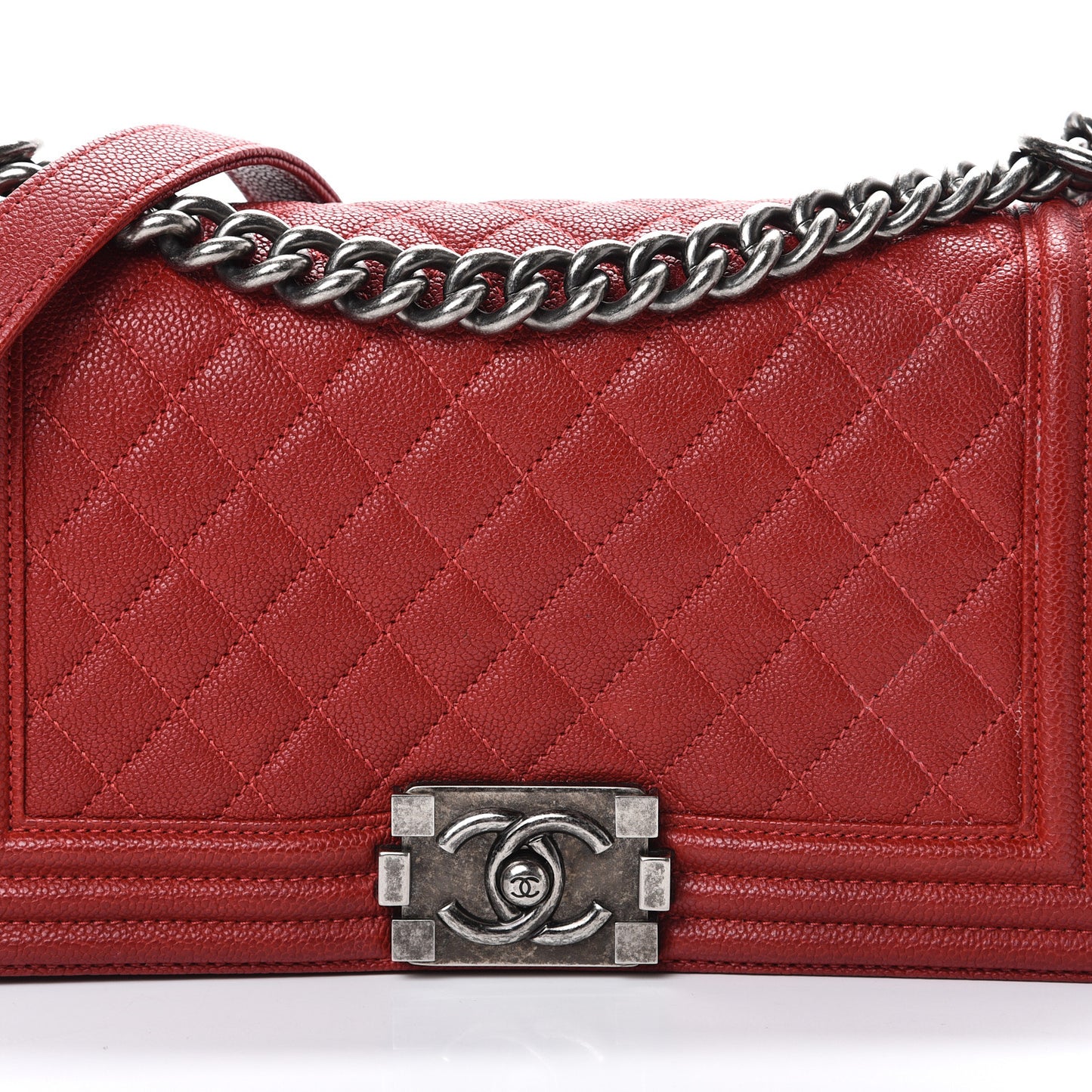 Caviar Quilted Medium Boy Flap Red