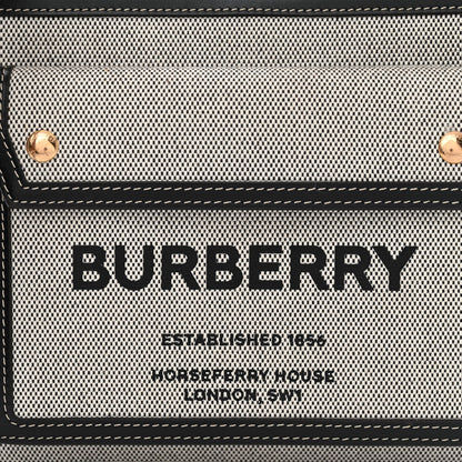 Burberry Smooth Calfskin Canvas Two Tone Mini Pocket Bag Black Tan 7 of 13
