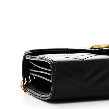 Gucci Calfskin Matelasse GG Marmont Chain Wallet Black 8 of 9