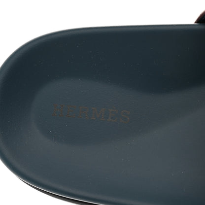 Hermes Calfskin Womens Chypre Sandals 41 Bleu Celeste Bordeaux 7 of 9