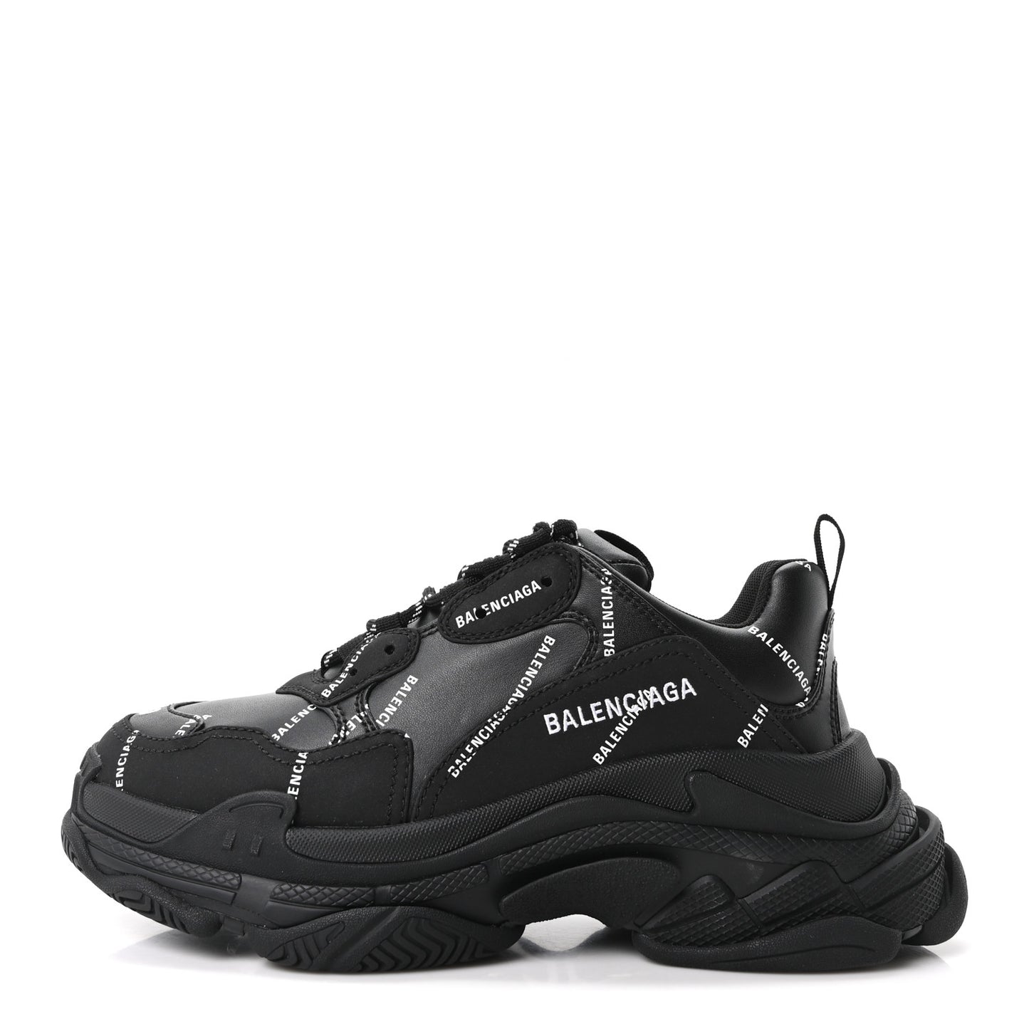 Technical Fabric Allover Logo Mens Triple S Sneakers 40 Black White
