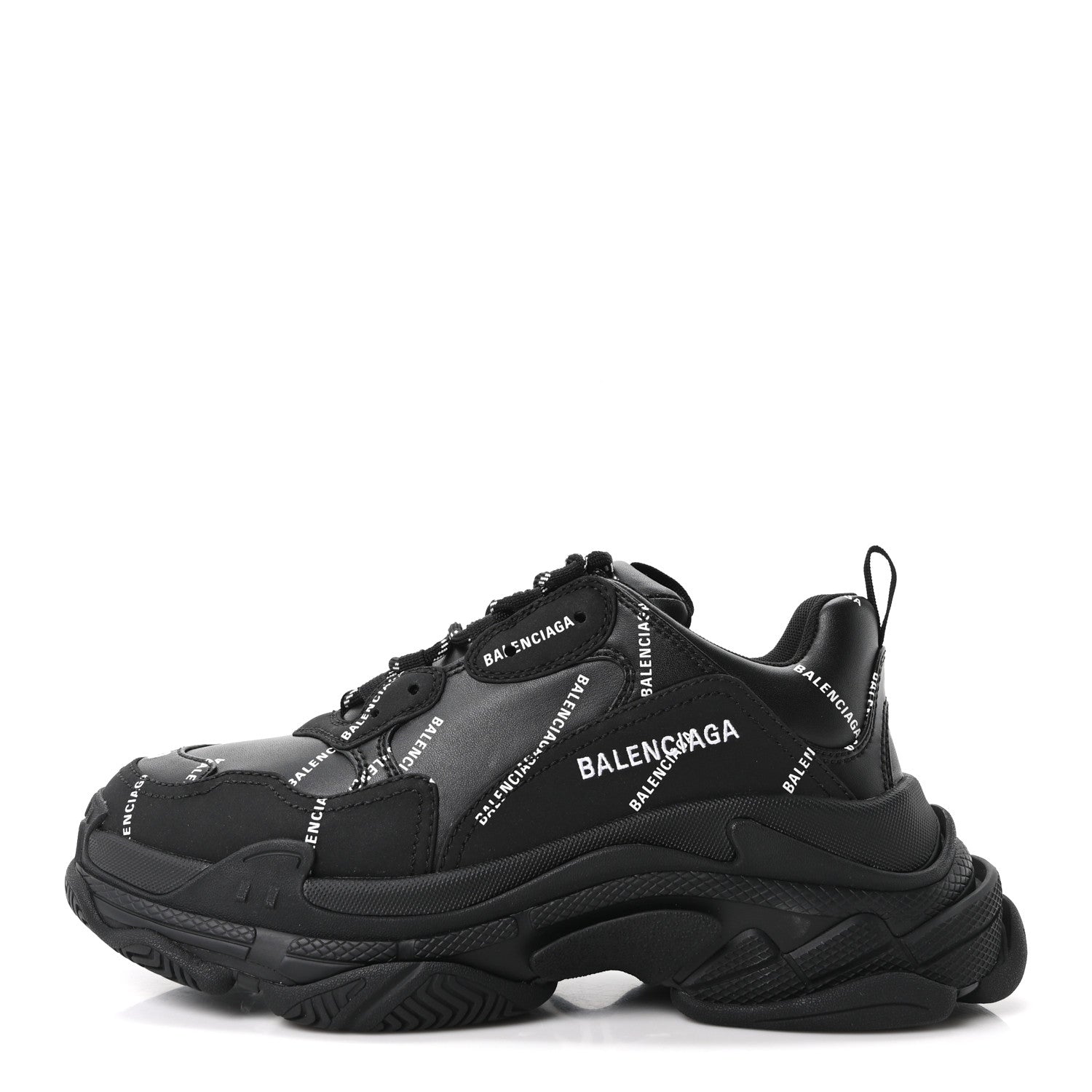 Balenciaga Technical Fabric Allover Logo Mens Triple S Sneakers 40 Black White 1 of 10