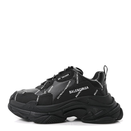 Balenciaga Technical Fabric Allover Logo Mens Triple S Sneakers 40 Black White 1 of 10