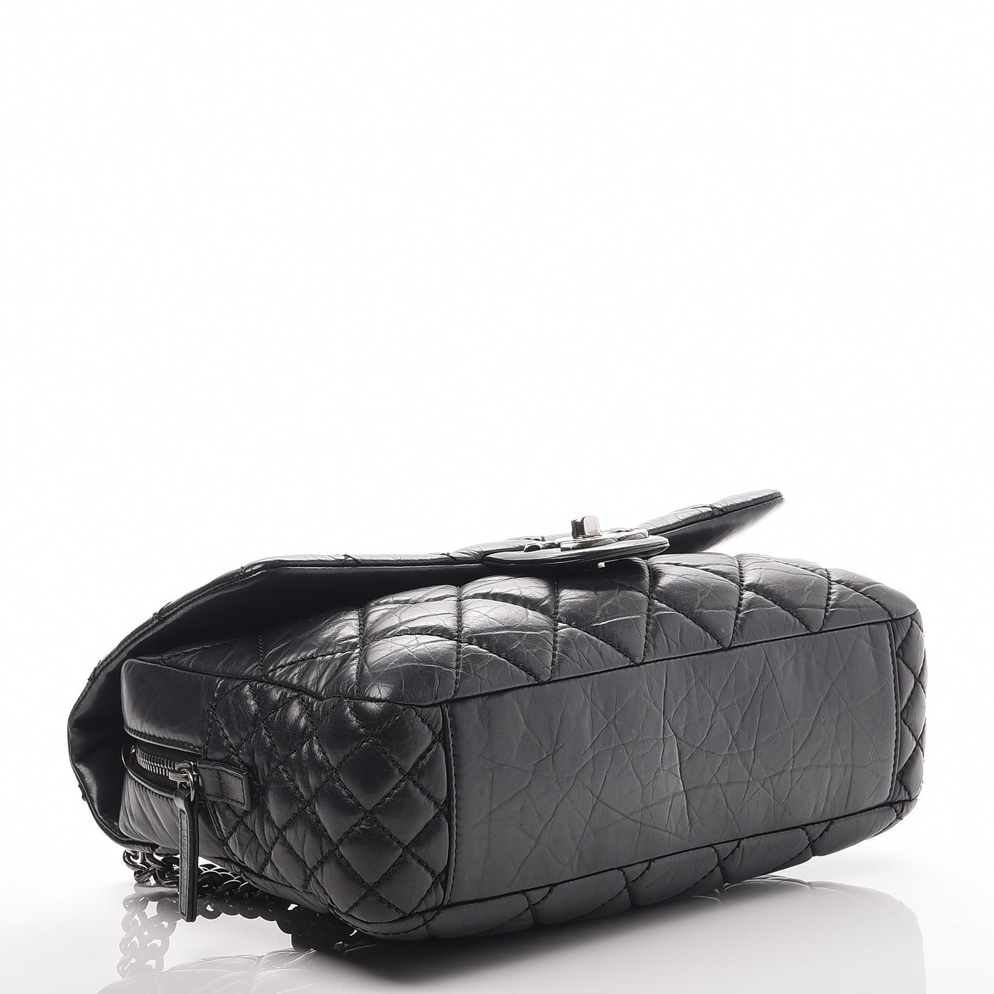 Aged Calfskin Jumbo New Portobello Flap Black