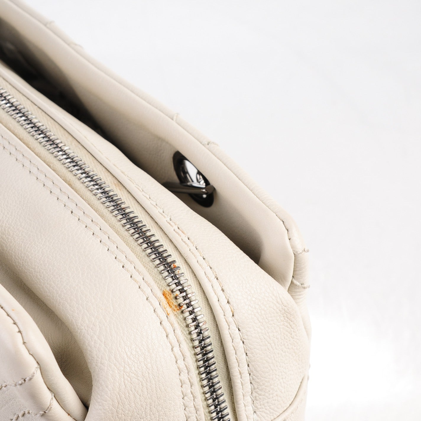 Calfskin Small Diamond Stitch Tote White