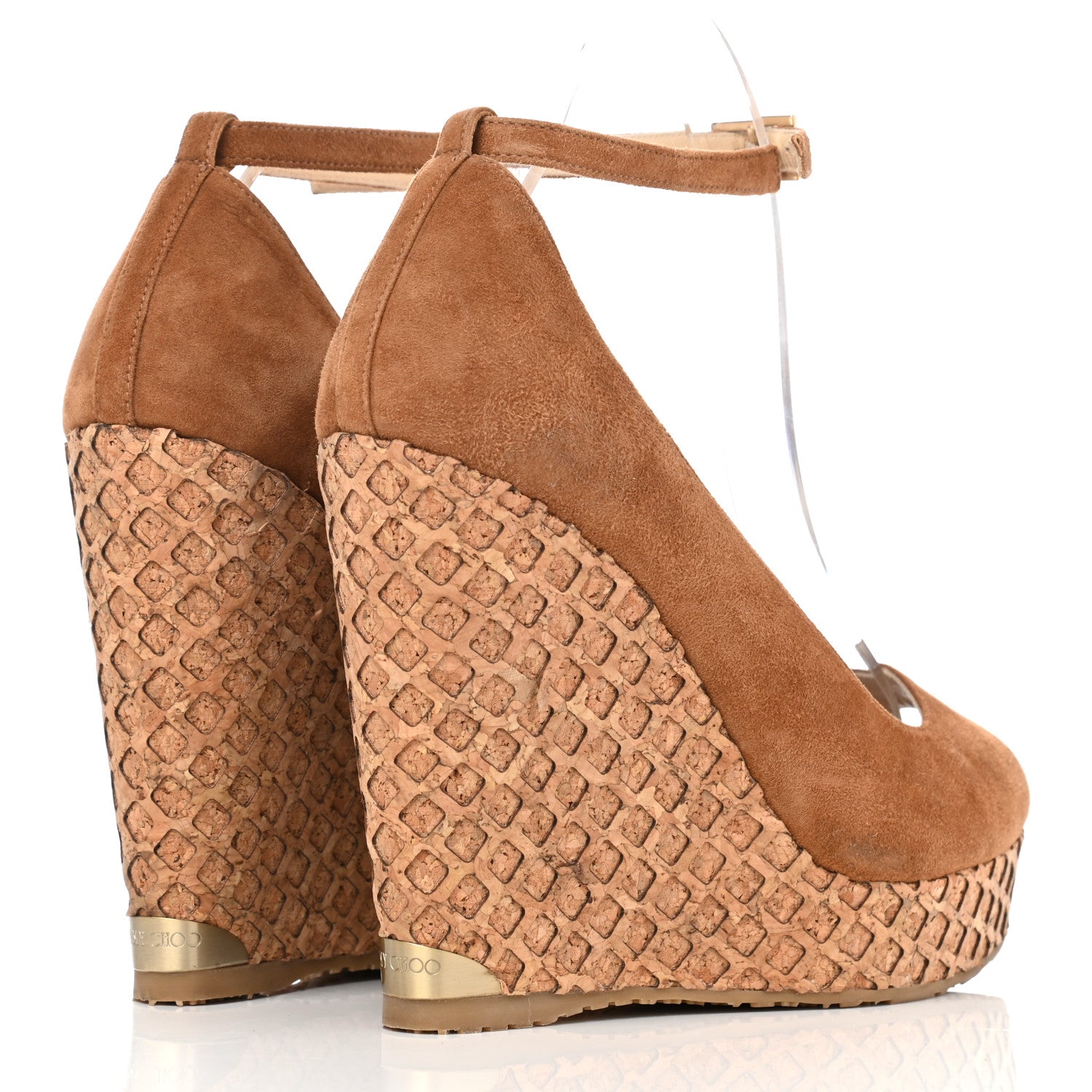 Jimmy Choo Suede Pacific 120mm Peep-Toe Cork Wedge Sandal 40 Canyon 4 of 11