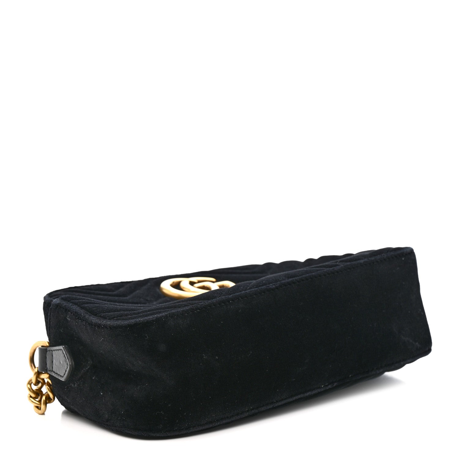 Gucci Velvet Matelasse Small GG Marmont Chain Shoulder Bag Black 4 of 11