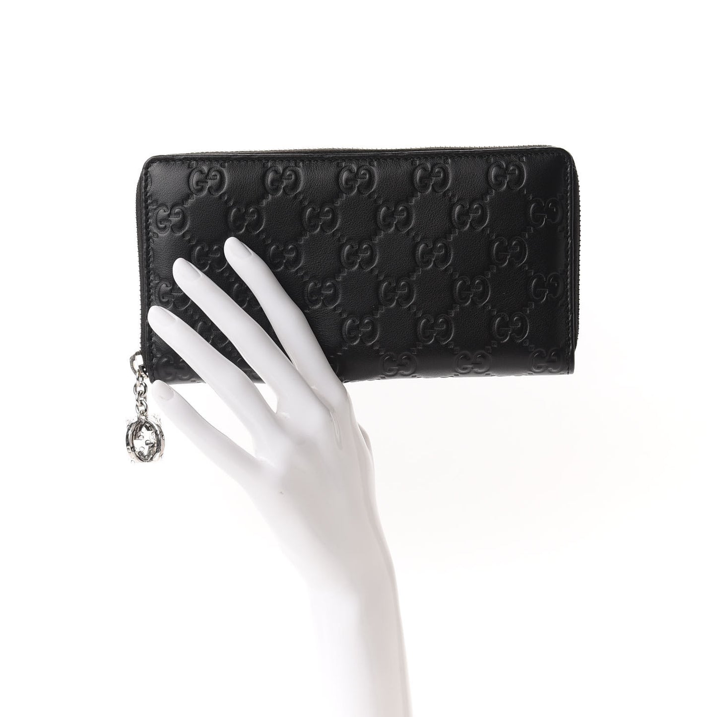Guccissima Large Twins Zip Around Wallet Black