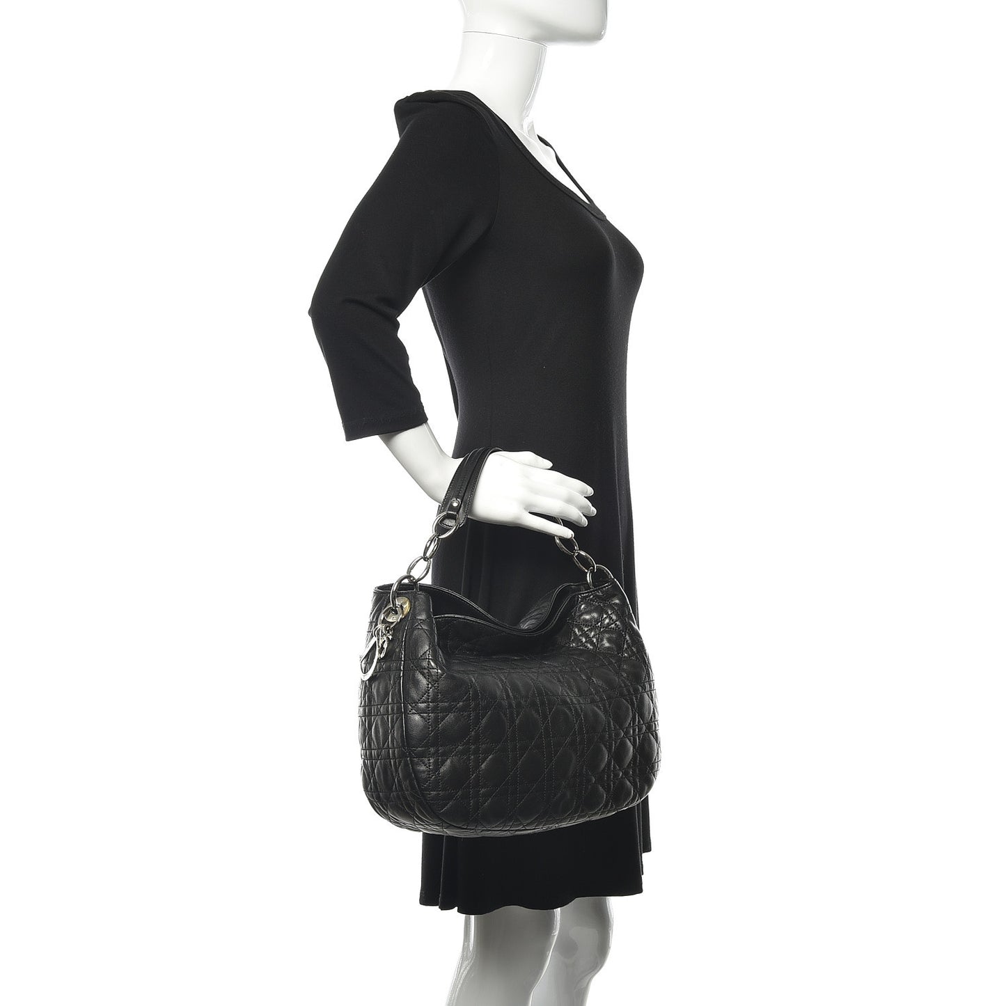 Lambskin Cannage Medium Dior Soft Hobo Black