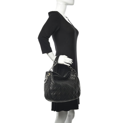 Christian Dior Lambskin Cannage Medium Dior Soft Hobo Black 2 of 9