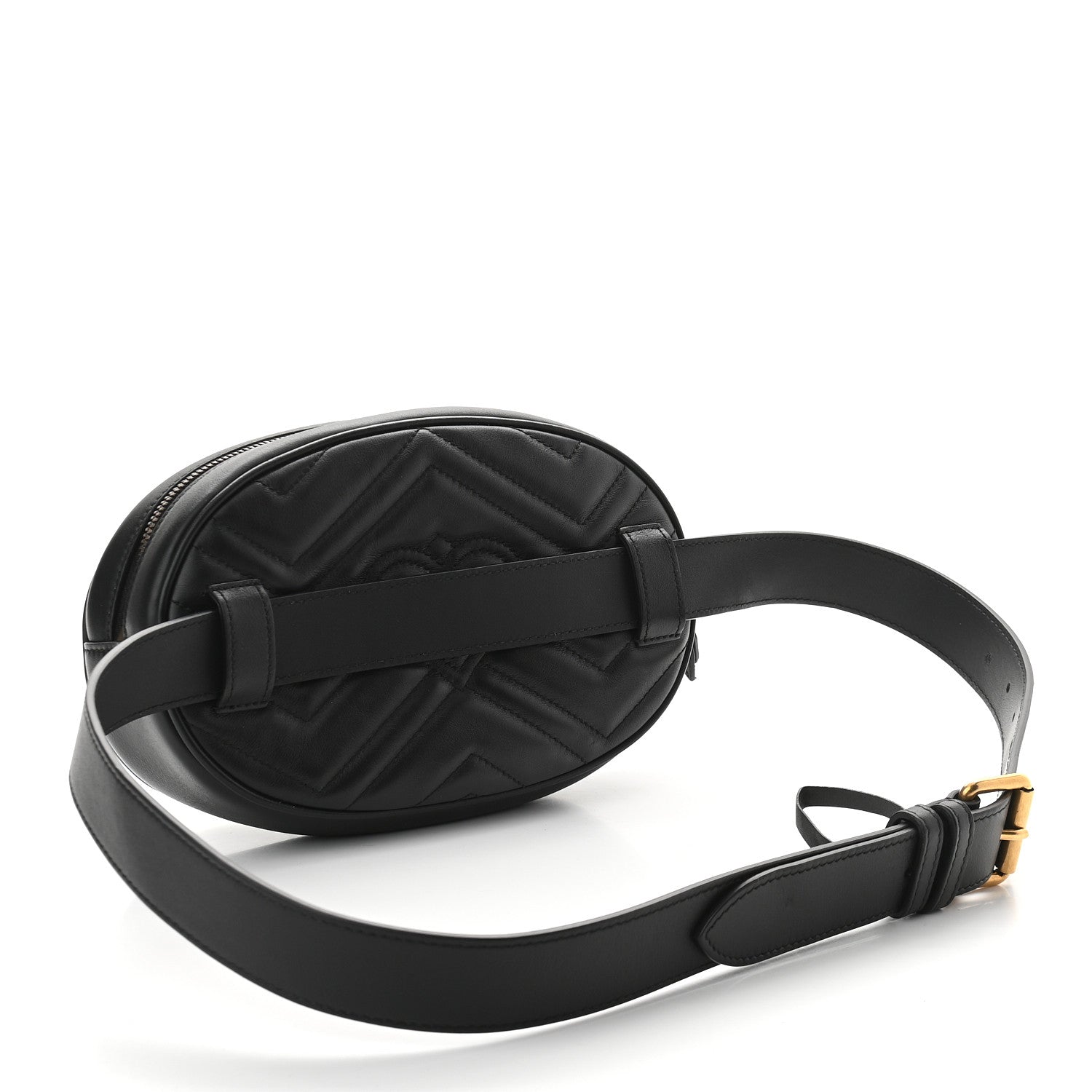 Gucci Calfskin Matelasse GG Marmont Belt Bag 85 34 Black 3 of 9