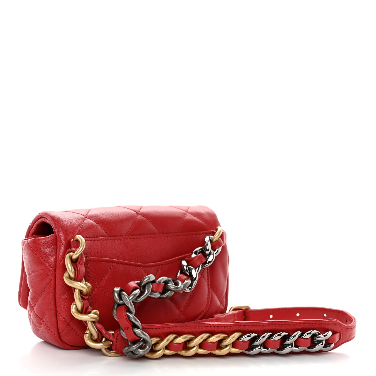 Chanel Lambskin Quilted Chanel 19 Waist Bag Red 3 of 11