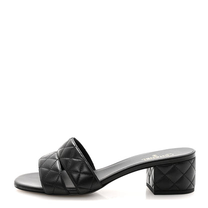 Chanel Lambskin Quilted Mules 40 Black 1 of 10