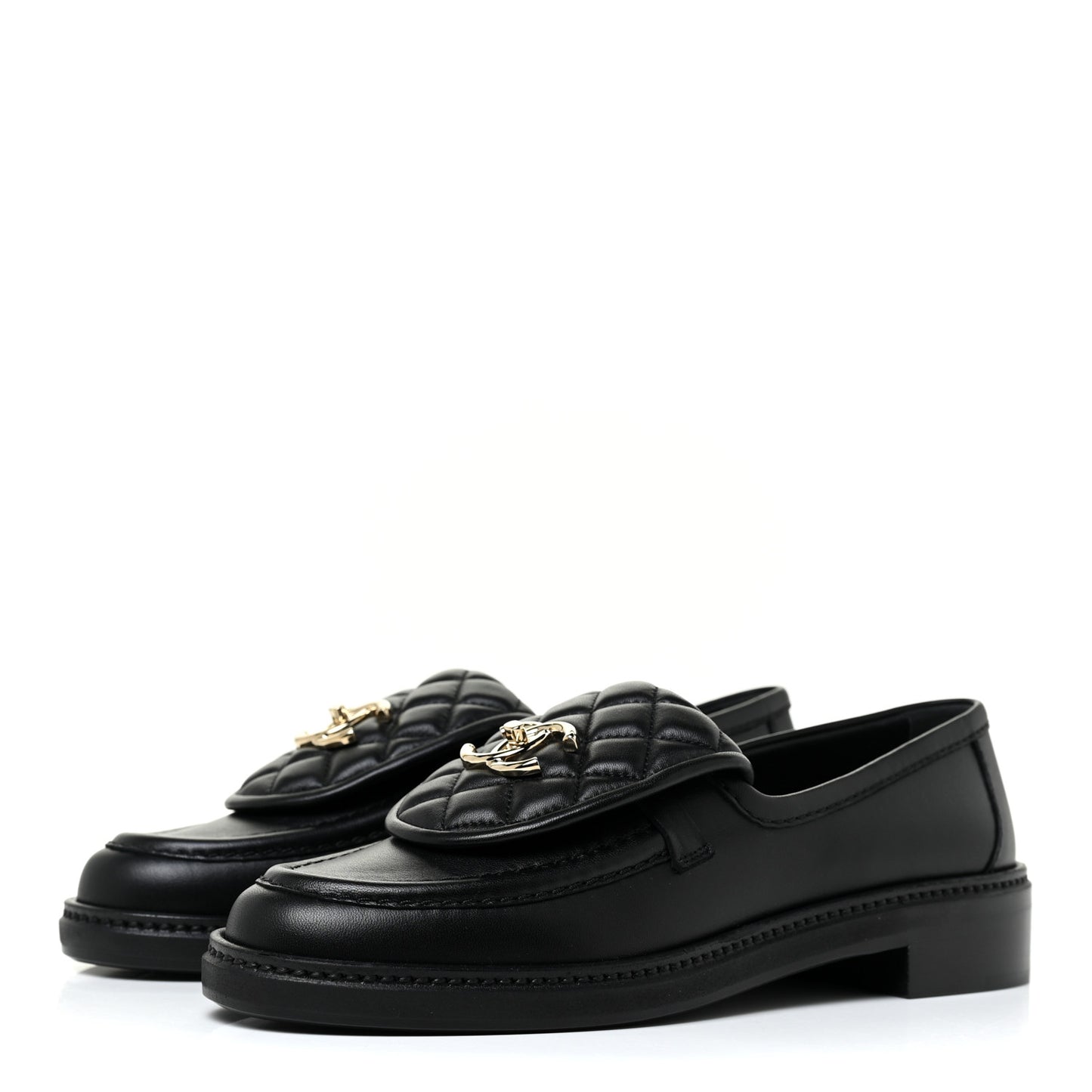 Lambskin Quilted CC Turnlock Loafers 37.5 Black