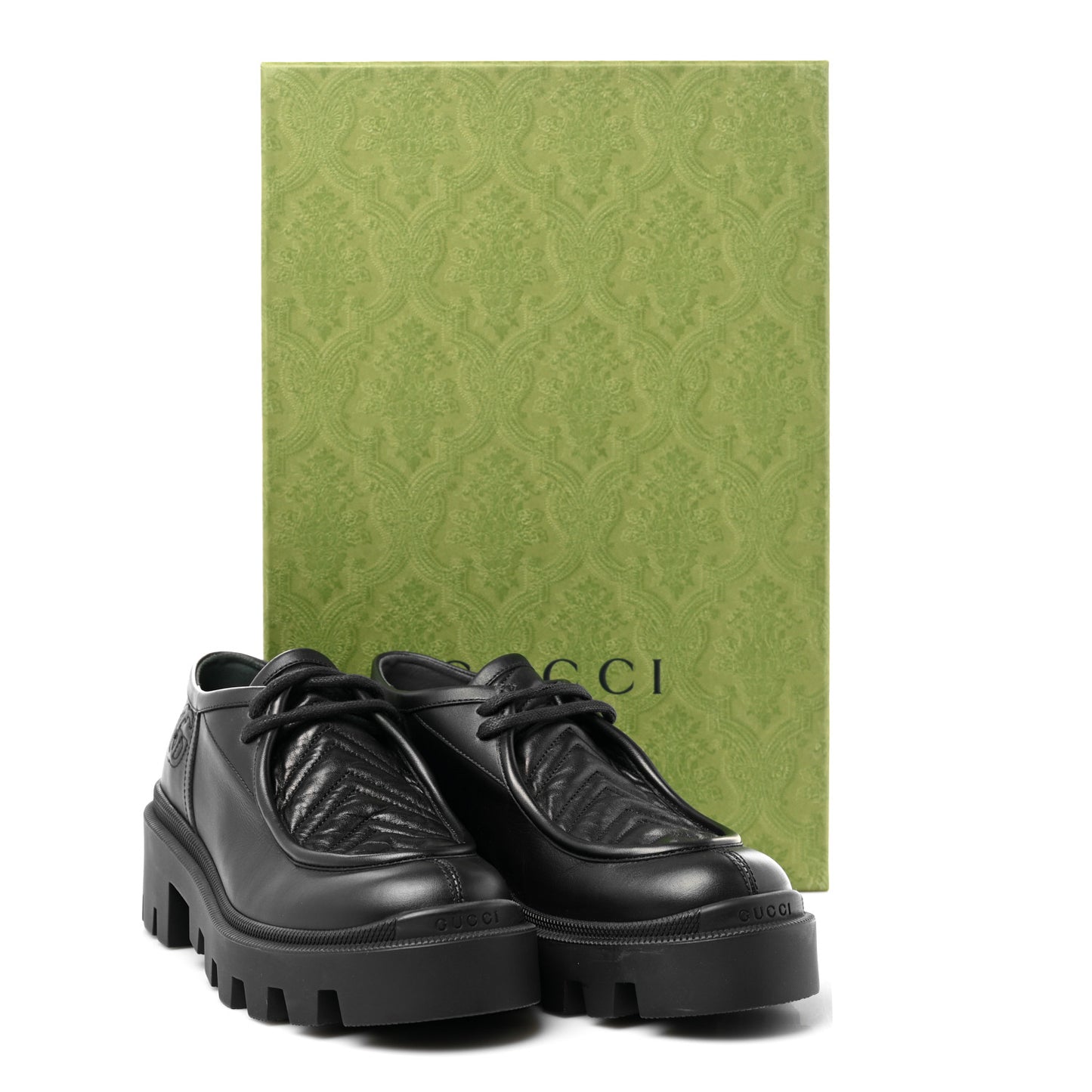 Calfskin Nappa Matelasse Lug Sole Derby Loafers 37 Black