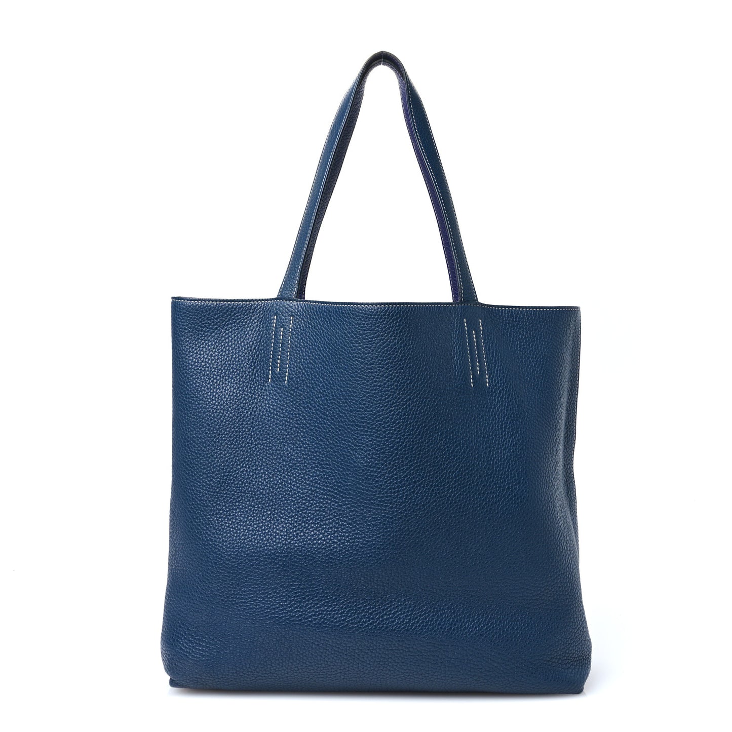 Taurillon Clemence Double Sens 45 Reversible Tote Iris Bleu De Malte