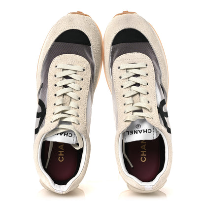 Chanel Suede Mesh Womens CC Sneakers 39 White Black 2 of 11