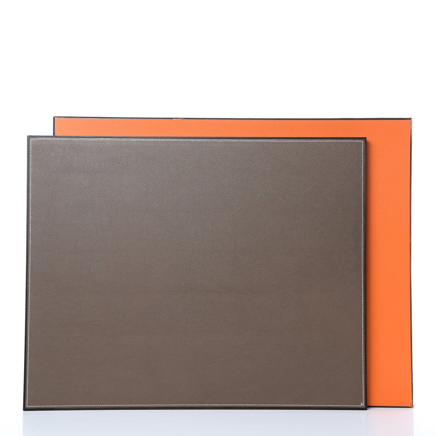 Mahogany Wood Smooth Taurillon Pleiade Desk Blotter Etoupe