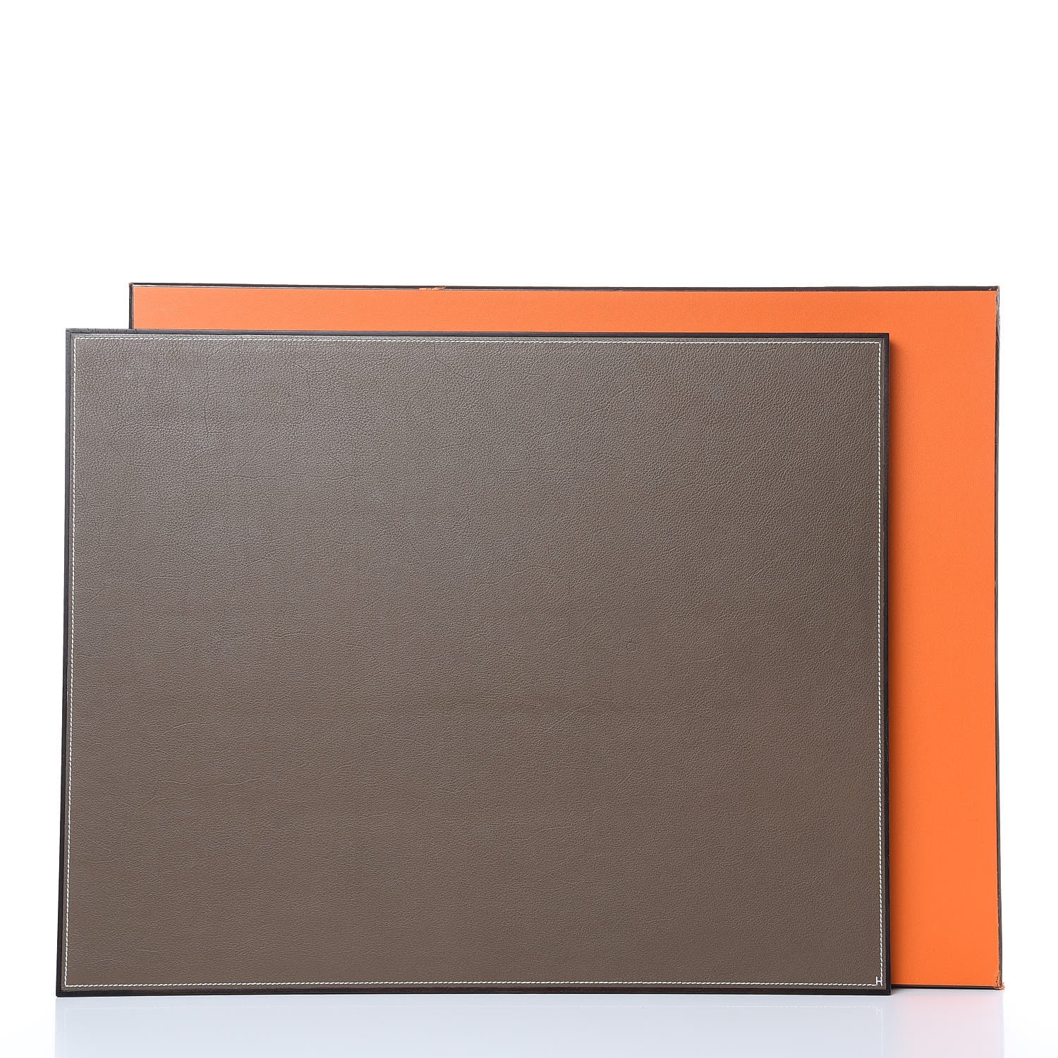 Hermes Mahogany Wood Smooth Taurillon Pleiade Desk Blotter Etoupe 7 of 7