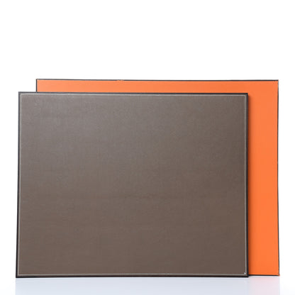 Hermes Mahogany Wood Smooth Taurillon Pleiade Desk Blotter Etoupe 7 of 7