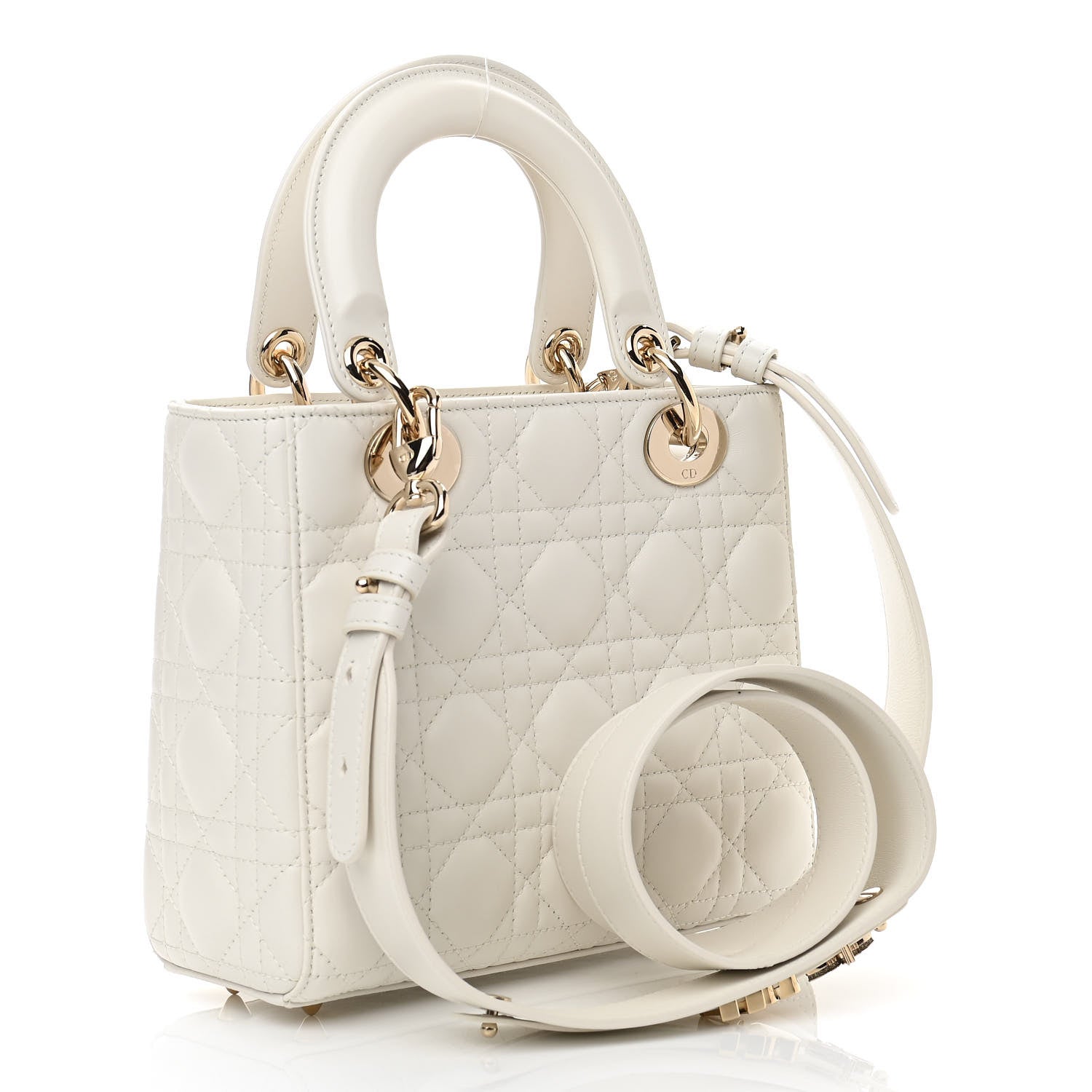 Christian Dior Lambskin Cannage Small My ABCDior Lady Dior White 3 of 11