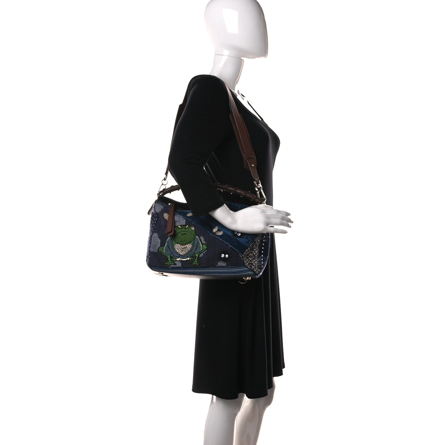 Loewe X SPIRITED AWAY Embroidered Denim Calfskin Puzzle Bag Blue Multicolor 3 of 9