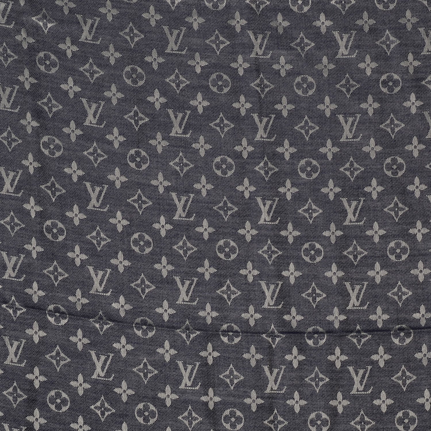 Louis Vuitton Wool Silk Monogram Denim Shawl Blue 1 of 5
