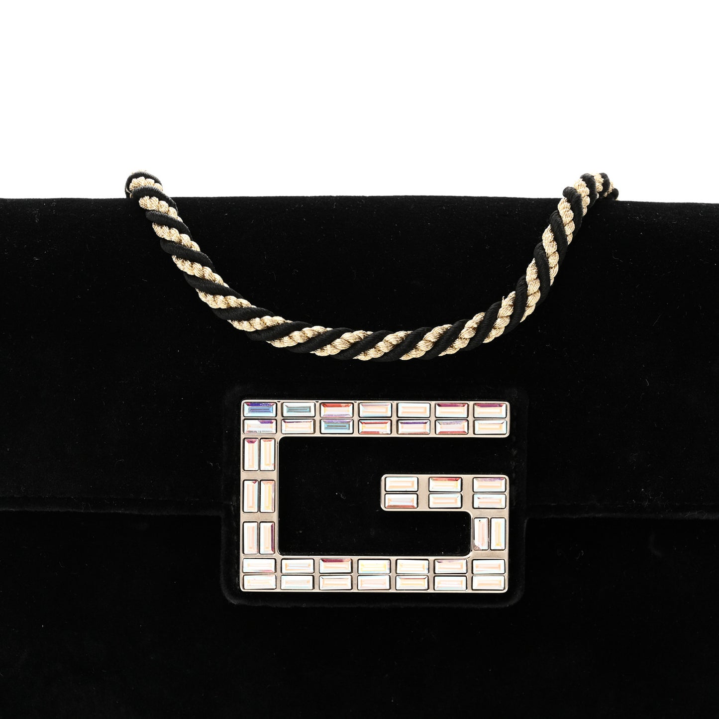 Velvet Crystal Square G Shoulder Bag Black