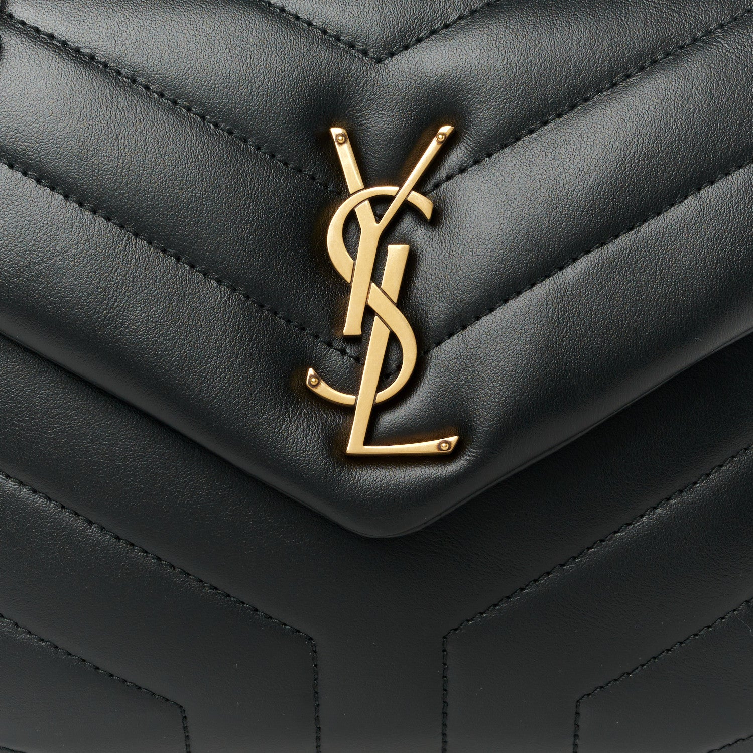 Saint Laurent Calfskin Y Quilted Monogram Small Loulou Chain Satchel Black 9 of 11