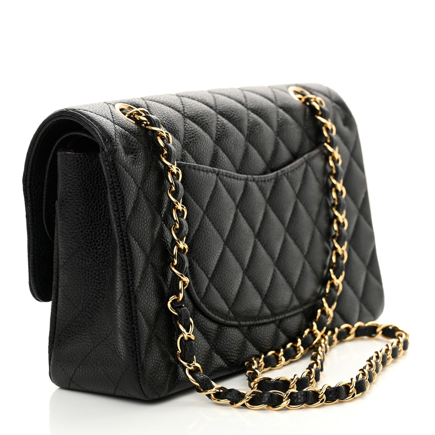 Caviar Quilted Medium Double Flap Black