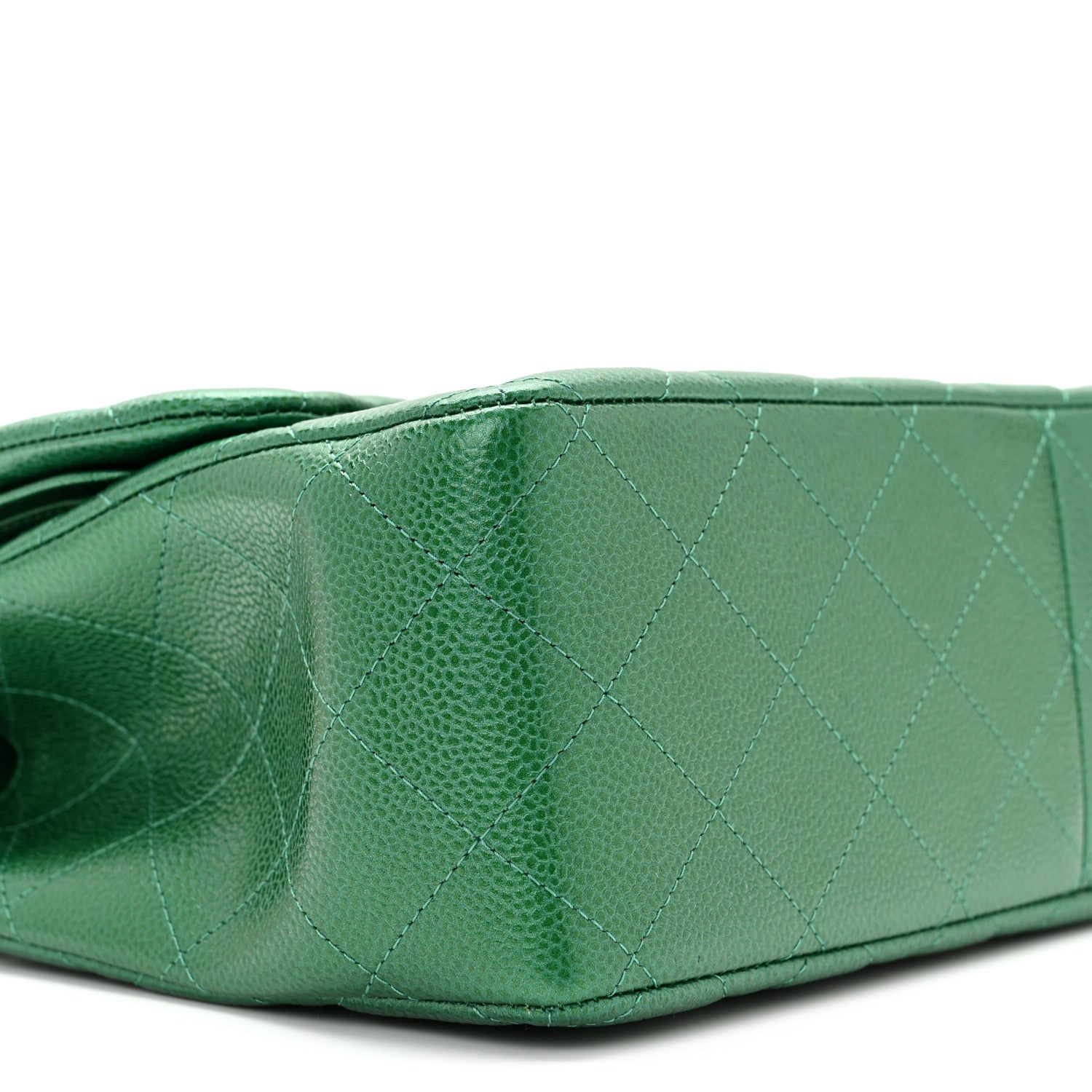 Chanel Metallic Caviar Quilted Jumbo Double Flap Green 9 of 11