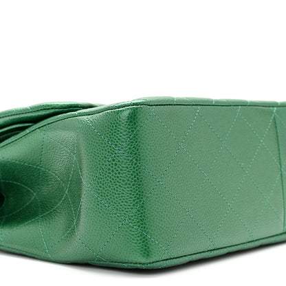 Chanel Metallic Caviar Quilted Jumbo Double Flap Green 9 of 11
