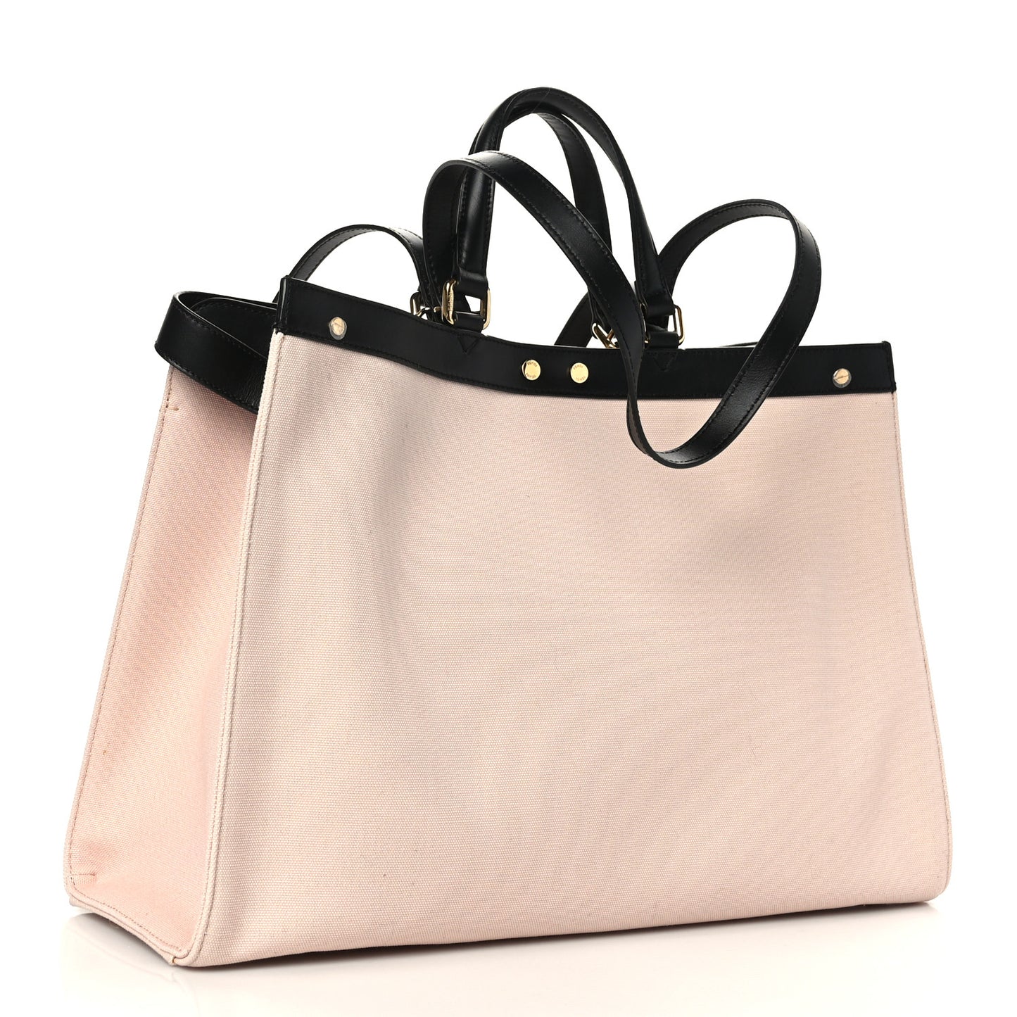 Canvas Vitello King FF Embroidered Medium Peekaboo X-Tote Rosa Quarzo Black