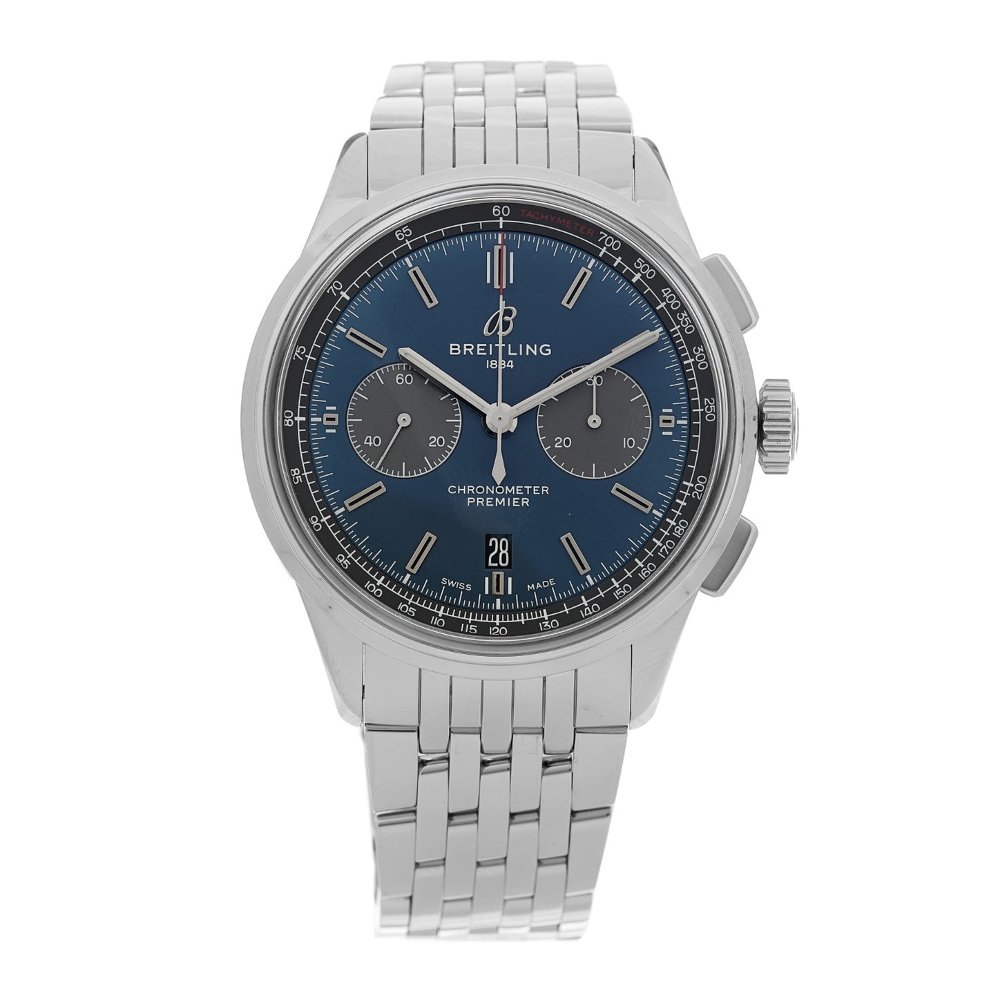 Stainless Steel 42mm Premier B01 Chronograph Automatic Watch Blue AB0118A61C1A1