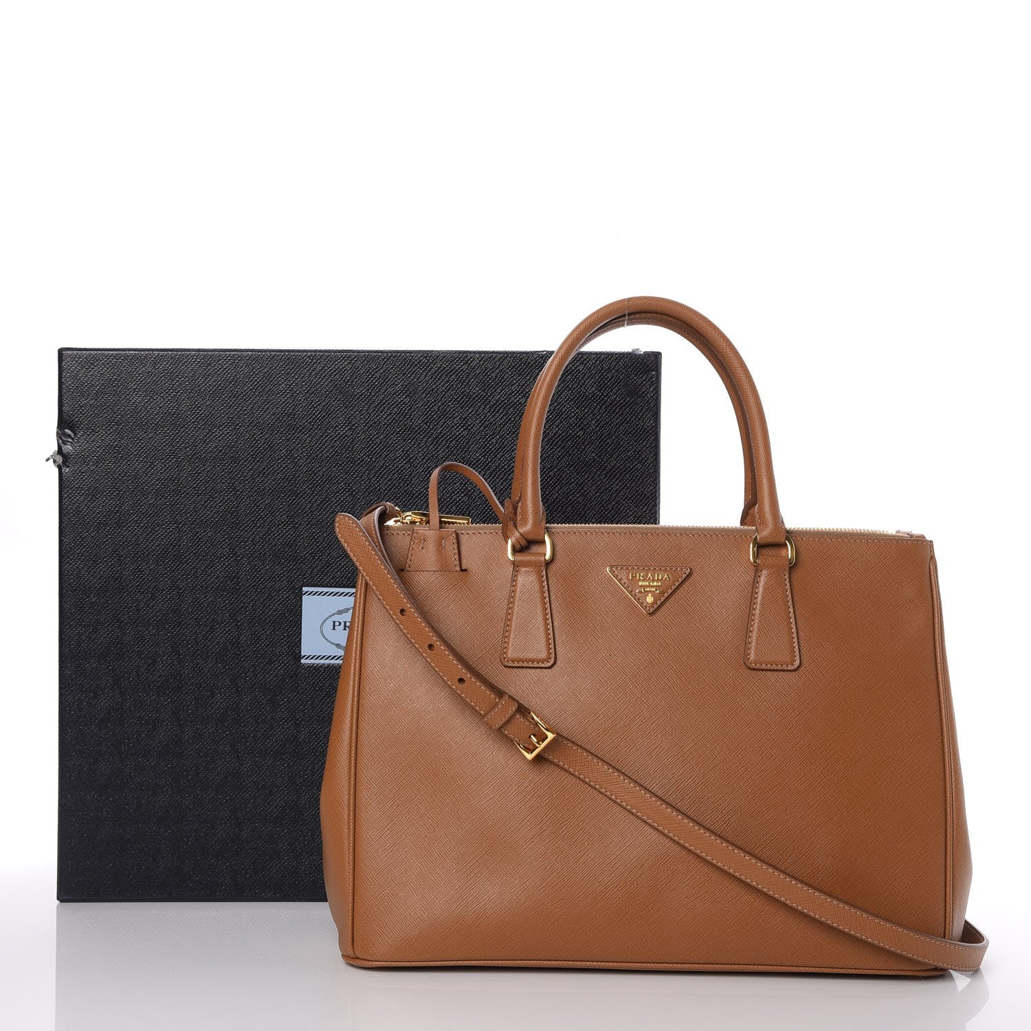 Prada Saffiano Medium Galleria Double Zip Tote Caramel 8 of 8