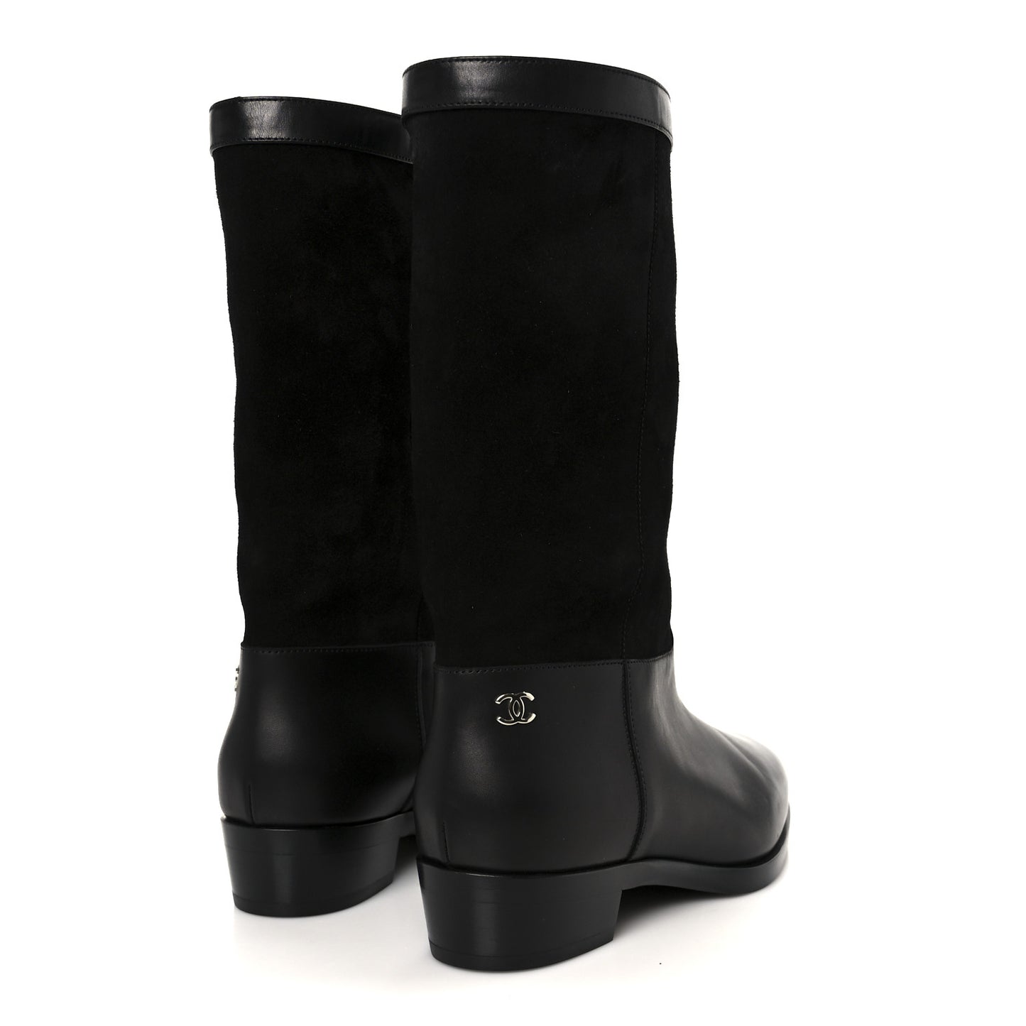 Suede Calfskin CC Short Boots 37.5 Black