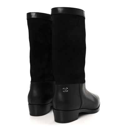 Chanel Suede Calfskin CC Short Boots 37.5 Black 5 of 10