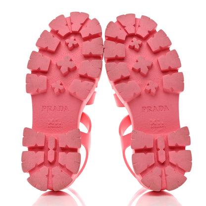Prada Foam Rubber Metal Triangle Logo Monolith 55mm Cage Sandals 40 Begonia 5 of 9
