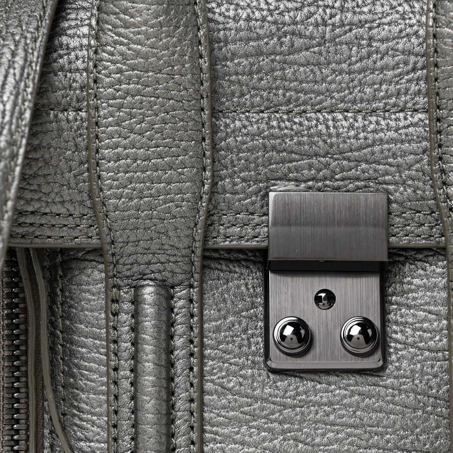 Metallic Textured Calfskin Mini Pashli Satchel Silver