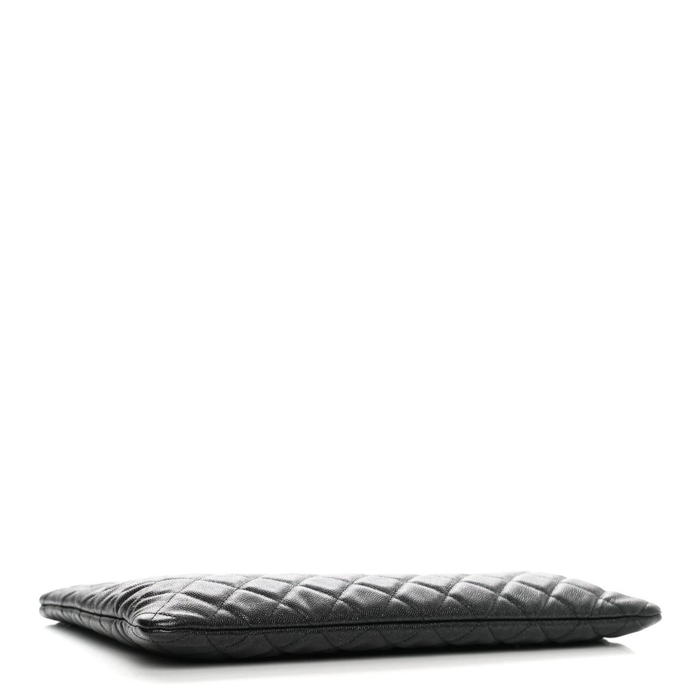 Iridescent Caviar Quilted Large Cosmetic Case Black