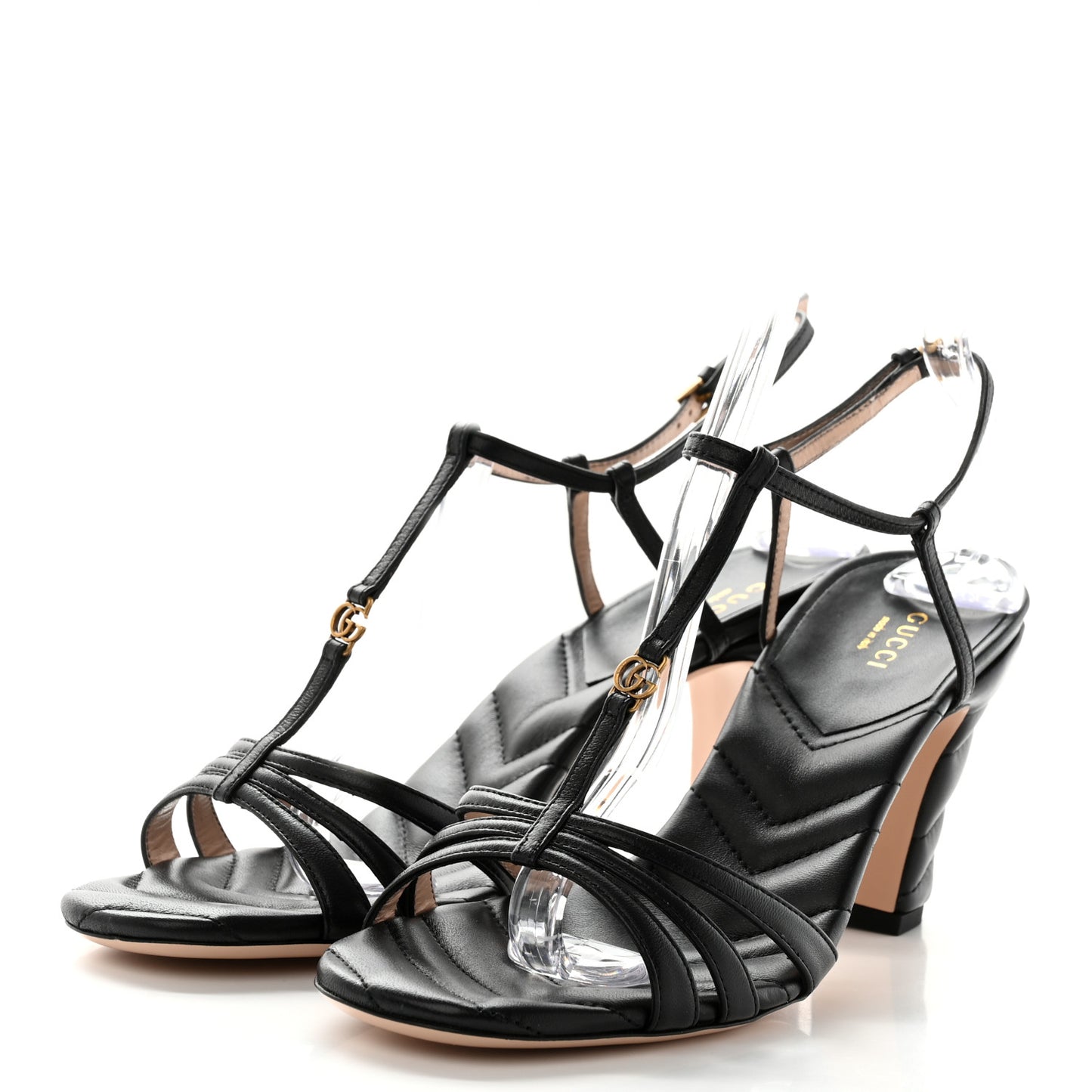 Nappa Matelasse T-Strap 40mm Sandals 40 Black