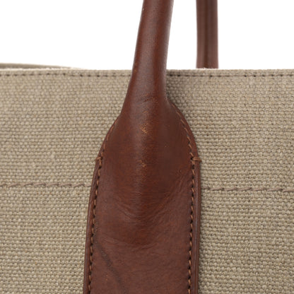 Saint Laurent Linen Calfskin Small Rive Gauche Tote Brown 13 of 13