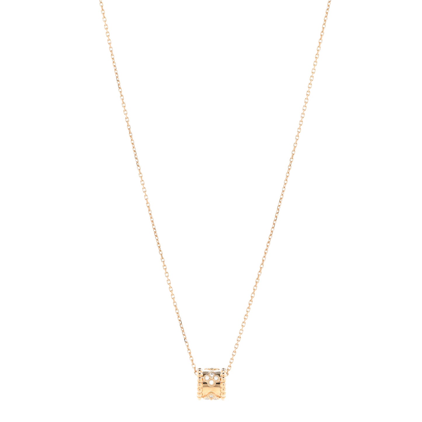 18K Rose Gold Diamond Small Perlee Clovers Pendant Necklace