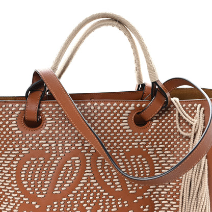Loewe Smooth Calfskin Anagram Fringe Tote Tan 7 of 9