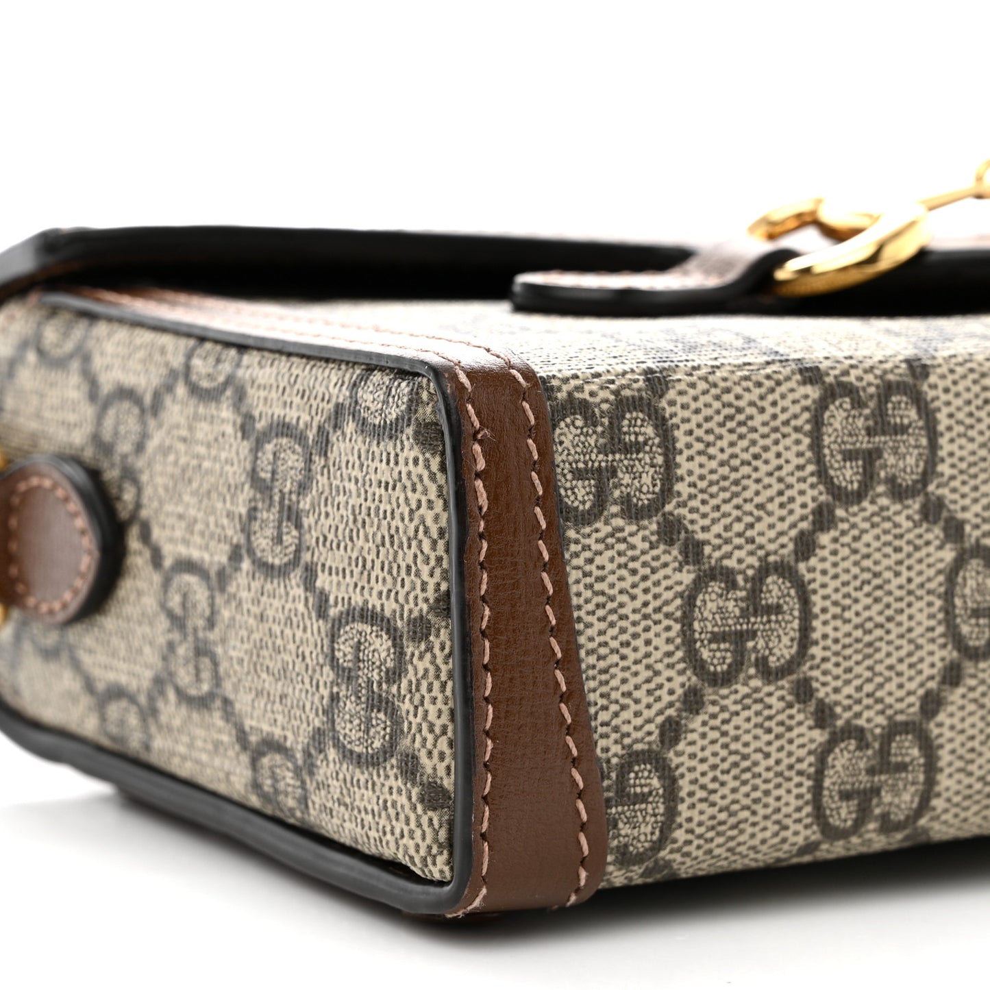 GG Supreme Monogram Mini Horsebit 1955 Shoulder Bag Beige Brown Sugar