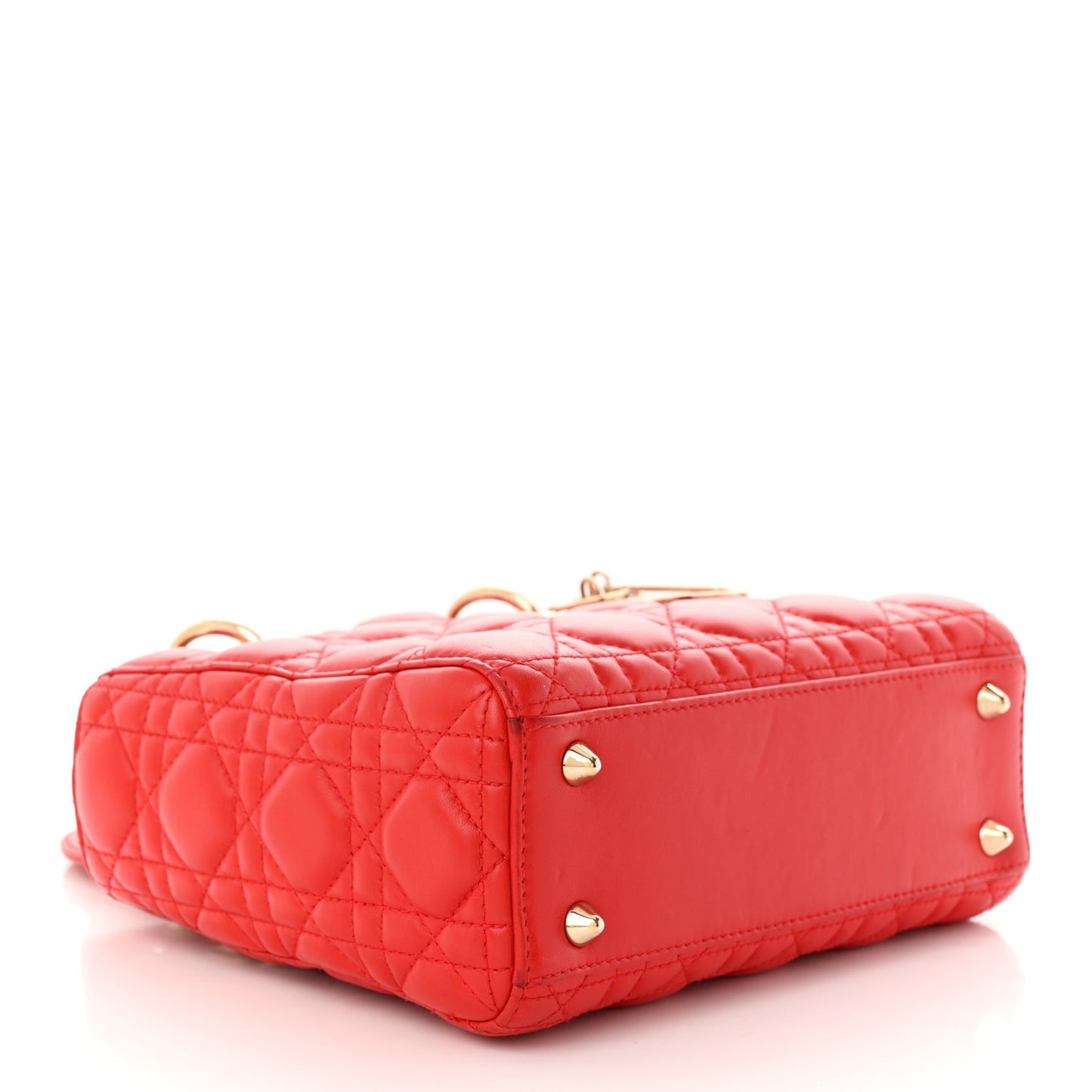 Lambskin Cannage Small Lucky Badges My Lady Dior Red