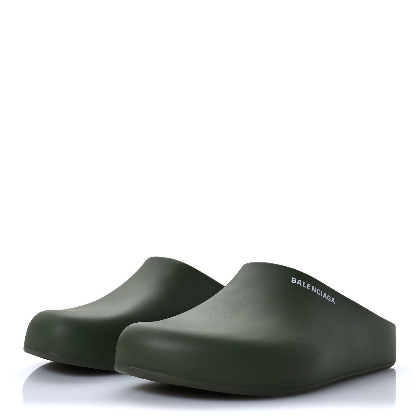 Rubber Logo Mens Pool Closed Slide Sandals 43 Kaki White